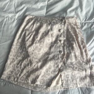 Satin Light Leopard Print Mini Skirt